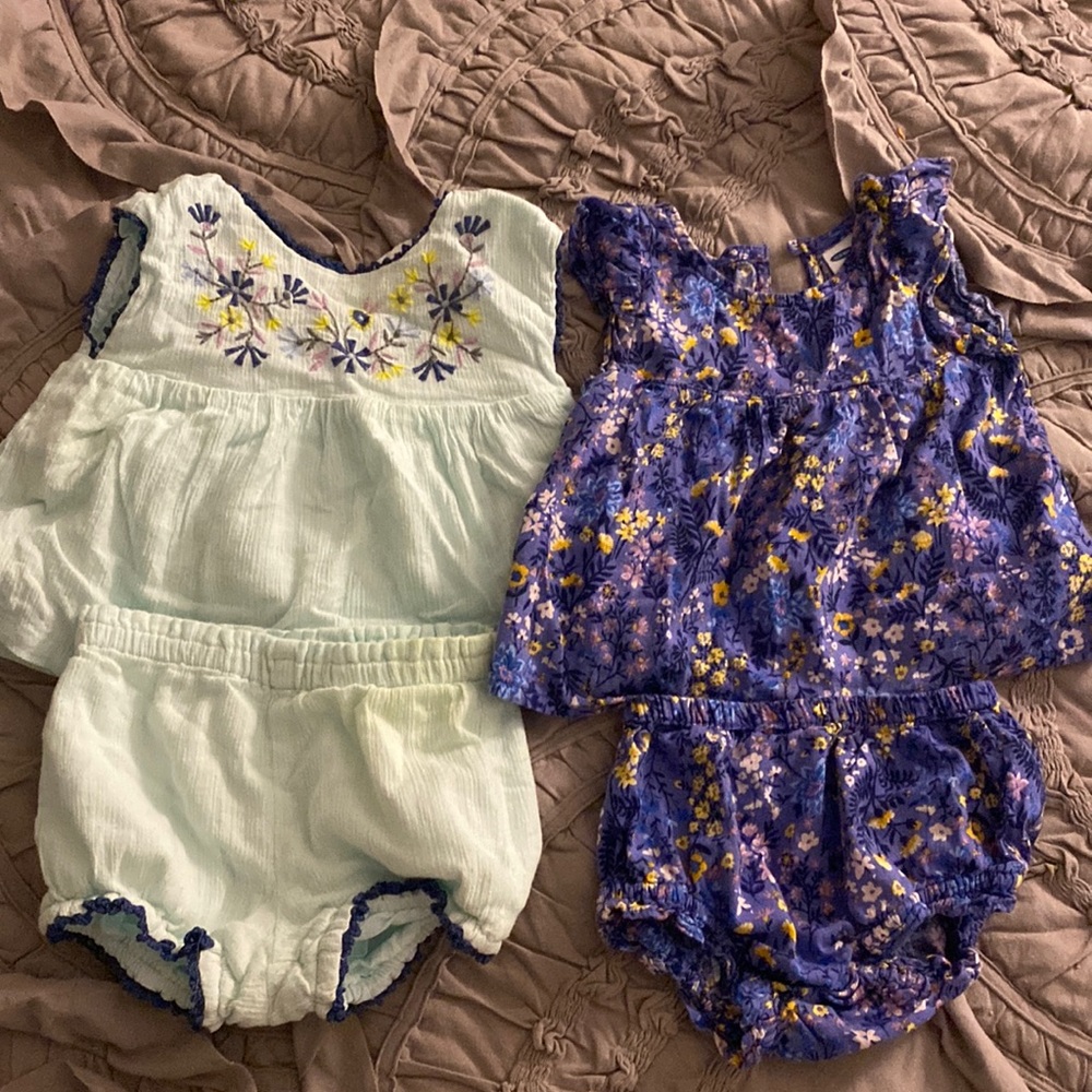 Two bloomer and tank 6-12 months girls outfits!
